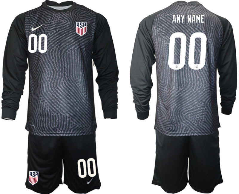 Men 2020-2021 Season National team United States goalkeeper Long sleeve black customized Soccer Jersey->united states jersey->Soccer Country Jersey